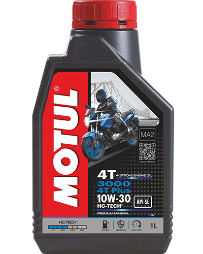 Motul 3000 4T PLUS 10W30 high-performance bike engine oil 1L pack