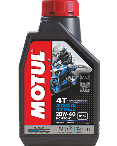 Motul 3000 4T PLUS 20W40 high-performance bike engine oil 1L pack